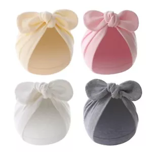 4PCS Newborn Baby Bow Knot Turban Hat Infant Toddler Hospital Hat Cotton Head... - Picture 1 of 5