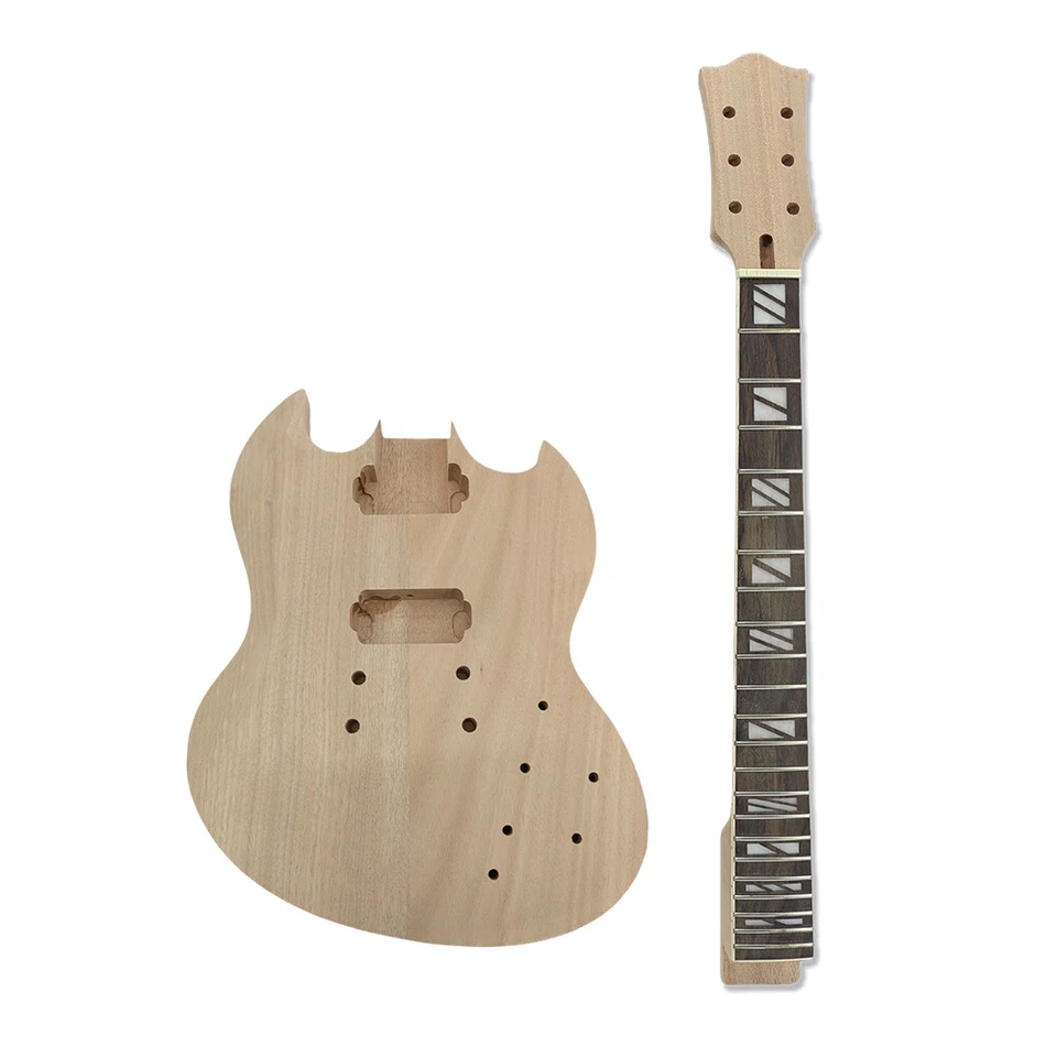 DIY Electric Guitar Kit Guitar Neck 22 Fret 24.75 Inch HH Pickups Mahogany Body - Image 1 of 4
