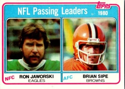 1981 Topps #1 1980 Passing Leaders (Ron Jaworski / Brian Sipe) - Image 1 of 2