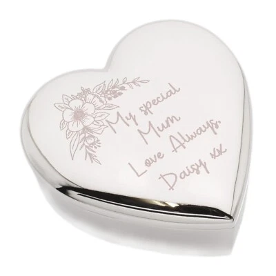 My Special Mum Personalised With Name Design Silver Heart Shaped Trinket Box - Image 1 of 4