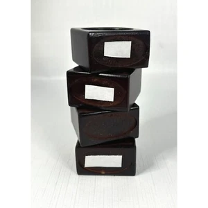 Anillos cuadrados de madera en blanco para servilletas NUEVO conjunto de 4 artesanías con acabado oscuro sublimación hágalo usted mismo - Imagen 1 de 3
