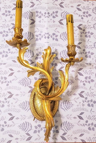 Fredrick Cooper Chicago Wired Candelabra  Brass/Bronze Wall Sconce Rococo Cover