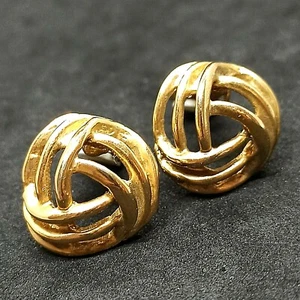 Elegante Vintage Art Deco Ohrringe Clip On goldfarben klassisch Puffy 3D Knopf   - Bild 1 von 10