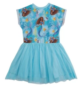 NEW Disneys The Little Mermaid Graphic Cuff Sleeve Tutu Dress Toddler Size 2T - Picture 1 of 8