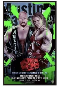 Póster WWE WrestleMania 14 Steve Austin vs Shawn Michaels Legendary Moments - Imagen 1 de 1