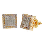 0.68 Ct Natural Round Diamond Cluster Stud Earrings Solid 10k Yellow Gold 10MM