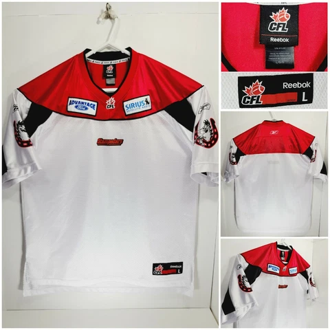 Reebok Calgary Stampeders Mens Large Jersey CFL White Cover