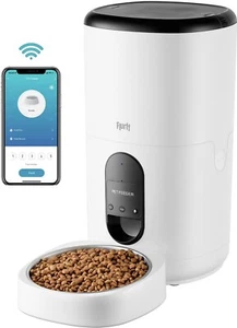 Flurff Automatic Cat, Dog Feeder, Wifi Enabled Voice Record Stainless Steel Pet - Picture 1 of 8