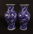 A Pair of Blue and White Ice Plum Patterned Fish Tail Bottles Collected In China