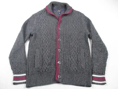 Cárdigan Club Room Para Hombres Grande Gris Tejido con Cable Mantón Grueso Algodón Bolsillo Abuelo Foto 1 de 4