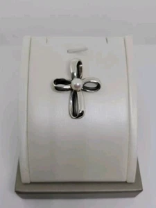 James Avery Retired Pearl Center Cross Pendant Sterling Silver  - Picture 1 of 5