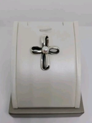 Colgante Cruz Centro Perla James Avery Retirada Plata de Ley  Foto 1 de 4