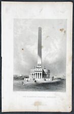 1859 George Virtue Antique Print Proposed Washington Monument, Robert Mills, WDC