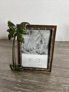 Aaron Brothers Palm Tree Enamel Photo Picture Frame Small 2.5" x 3.5" New - Picture 1 of 7