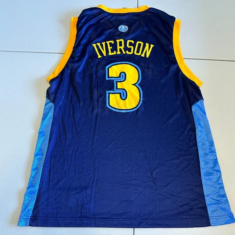 Allen Iverson Denver Nuggets Blue adidas #3 Jersey Shiny Size Large L Cover