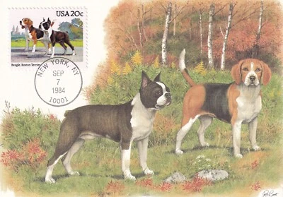 USA 1984 FOUR FIRST DAY COVERS ON MAXI CARDS, DOGS - Image 1 of 4