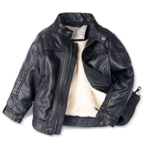 LJYH Boys Leather Jackets New Spring Children Collar Motorcycle Faux Leather - Picture 1 of 9
