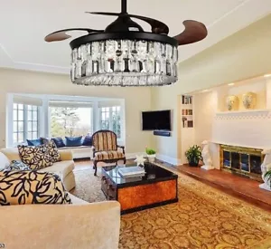 42"Crystal Chandelier Ceiling Fan 6 Speeds Ceiling Fan with Remote Control Light - Picture 1 of 8