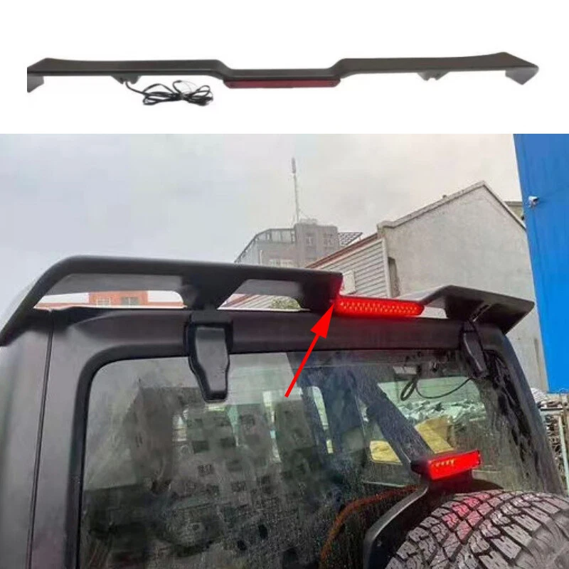 For 2007-2017 Jeep Wrangler JK SUV ABS Black Rear Roof Spoiler Wing With Light — 第 1/4 张图片