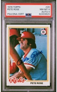 1978 Topps Pete Rose Signed Baseball Card #20 PSA 8 PSA/DNA 9 Certified Auto HOF - Picture 1 of 4