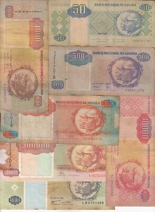 Angola, Set of 7 Different, Old Issue Banknotes, Mixed Condition - Picture 1 of 2