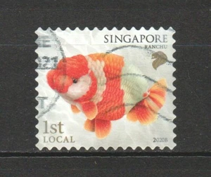 SINGAPORE 2020 GOLDFISH 1ST LOCAL RANCHU 1ST REPRINT 2020B BOOKLET 1 STAMP USED - Picture 1 of 4