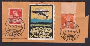 Schweiz Flugpost Vignette Flugtag Solothurn Grenchen August 1924 gestemp. (1626) - Picture 1 of 2