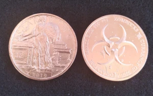 Zombucks Starving BU 1 oz .999 Fine Copper Round Zombie Apocalypse - Picture 1 of 3