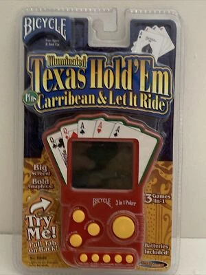 Bicicleta Iluminada Texas Hold’Em Plus Caribe & Let It Ride Jogo Portátil NOVO - Imagem 1 de 2