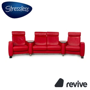 Stressless Arion Leather Sofa Red Viersitzer Home Theater Relaxfunktion Manual - Picture 1 of 12