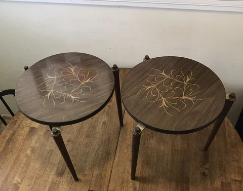 2  Mid Century Modern Nesting Spider-Leg Side Tables MCM Pre-owned Design On Top Cover