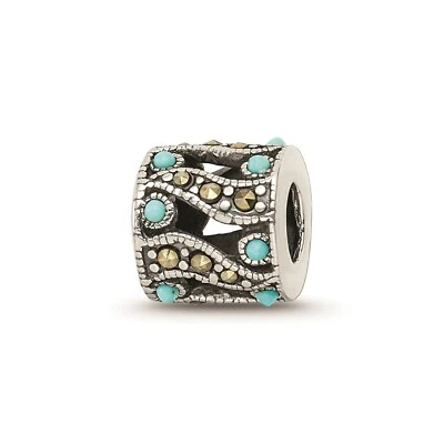 Reflection Beads Sterling Silber Markasit & Türkis Filigraner Design Perlen - Bild 1 von 4