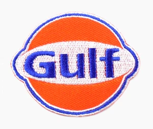 GULF EMBROIDERED PATCH IRON/SEW ON 2-5/8" x 2-1/8" MOTOR OIL RACING INDY, NASCAR - Bild 1 von 2