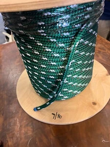 N.E. Ropes C2102-14 7/16" STA SET Solid Green w/ White Flects Polyester - Picture 1 of 10