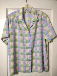 DonnKenny Women's Blouse Size 1X Plaid Pastel - Picture 1 of 3