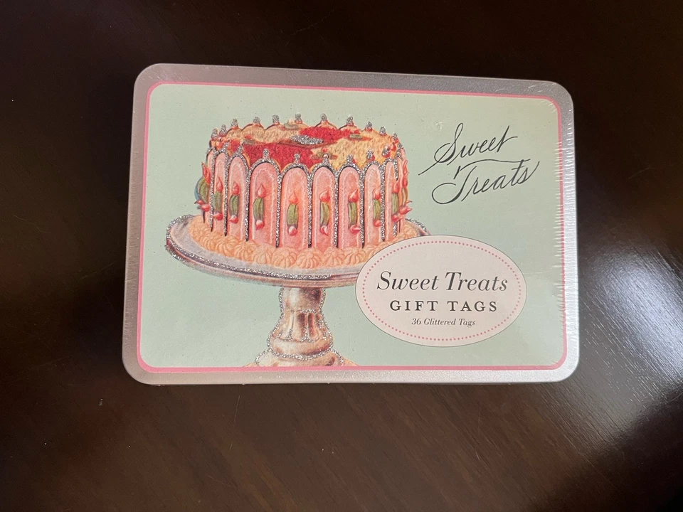 Cavallini Sweet Treats Die Cut Glitter etiquetas de presente em lata - 36 unidades novo lacrado - Imagem 1 de 4