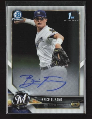 Brice Turang 2018 Bowman Draft #CDA-BT Chrome Draft Pick Autographs AU TY1 - Image 1 of 2