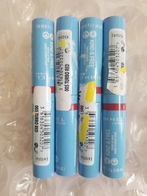 Pacote com 4 Bálsamos Labiais Tingidos Rimmel Kind & Free #005 Turbo Vermelho 0,05 Oz VEGANO - Imagem 1 de 4