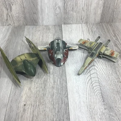 Vtg Lot of 3 Star Wars Ships Boba Fett Slave 1/Ep 1 Droid Fighter/X-Wing Fighter - Image 1 of 4