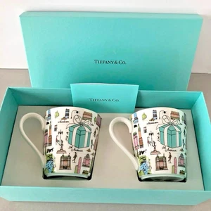 Tiffany & Co. 5th Avenue Bone China Mug Set (2pcs/7oz) w/ Original Box Authentic - Picture 1 of 6