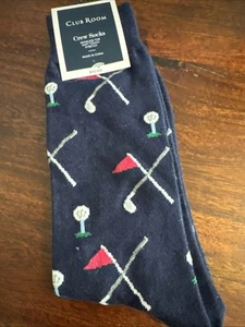 Club Room Mens Putting Green Crew Socks One Size Navy - Picture 1 of 3