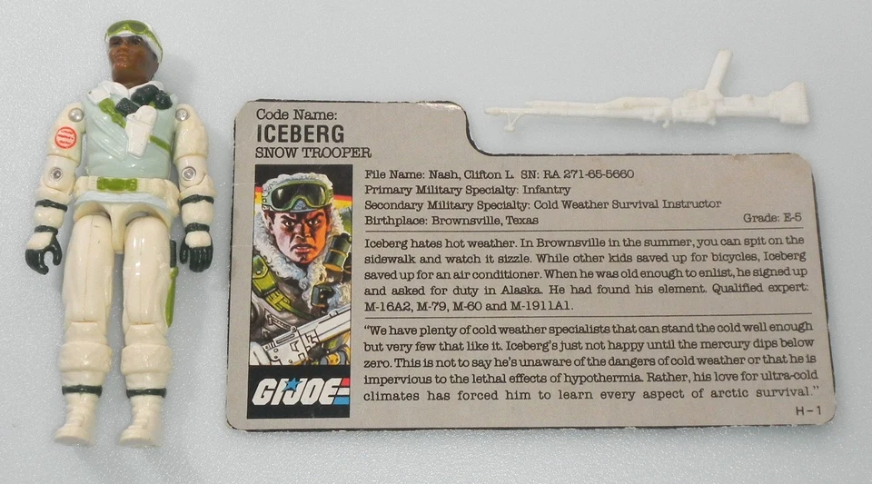 Tarjeta de archivo de figura Iceberg v1 1986 de colección G.I. GI Joe 3.75 ARAH Lote 100% Completo Foto 1 de 4