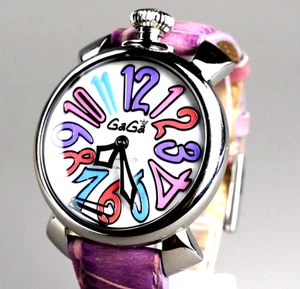 Gaga Milano Manuare 40 Women’s Watch Light Purpul Leather Strap Vintage Battery - Picture 1 of 22