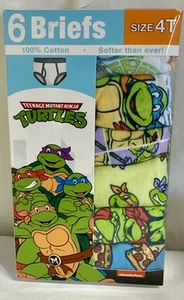 New In Package Teenage Mutant Ninja Turtles Boys Cotton Briefs 6-Pack Size 4 T - Picture 1 of 4