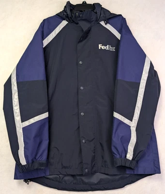 Fedex Stan Herman Reflective Rain Coat Windbreaker Hooded Size XL - Image 1 of 4
