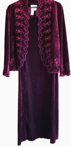 Abito e giacca Coldwater Creek donna XL 2 pezzi velluto senza maniche rosso - Foto 1 di 10