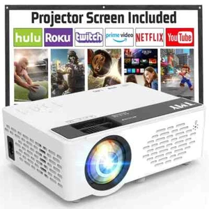 TMY Mini Projector with WiFi and bluetooth, 1080P Full HD Portable Projector - Picture 1 of 2