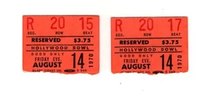 RARE PETER, PAUL & MARY AT THE HOLLYWOOD BOWL AUGUST 14, 1970 CONCERT STUBS. - Picture 1 of 2