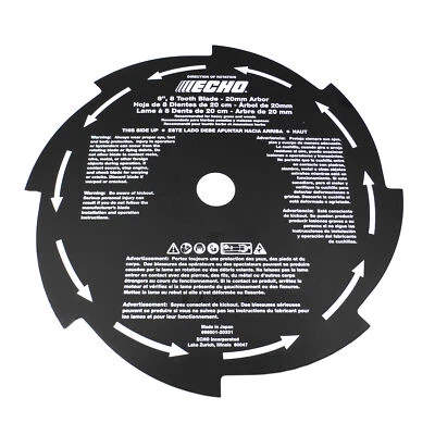 Hoja de cepillo Echo 8" 8 dientes (20MM) eje para desbrozadora, SRM-225U, 69600120331 Foto 1 de 4