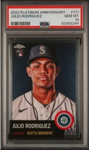 2022 Topps Cromo Platino Anniversario JULIO RODRIGUEZ #171 ROOKIE RC PSA 10 GEM - Foto 1 di 1
